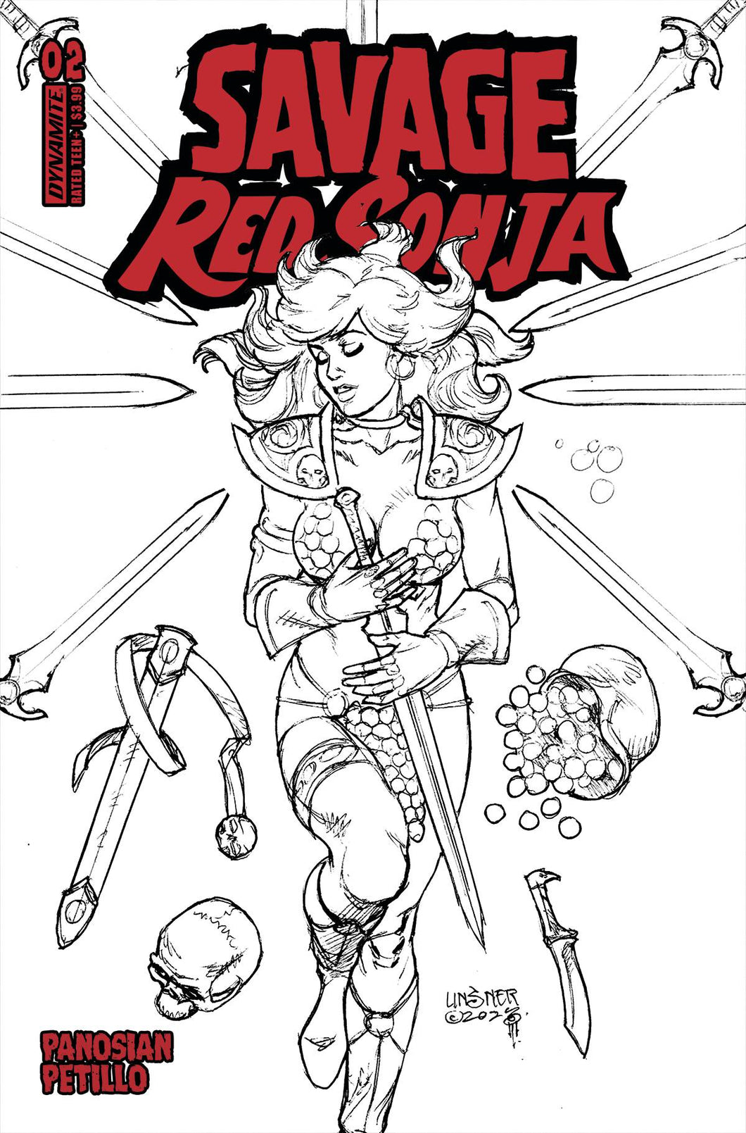 SAVAGE RED SONJA #2 CVR E 10 COPY INCV LINSNER LINE ART 💎