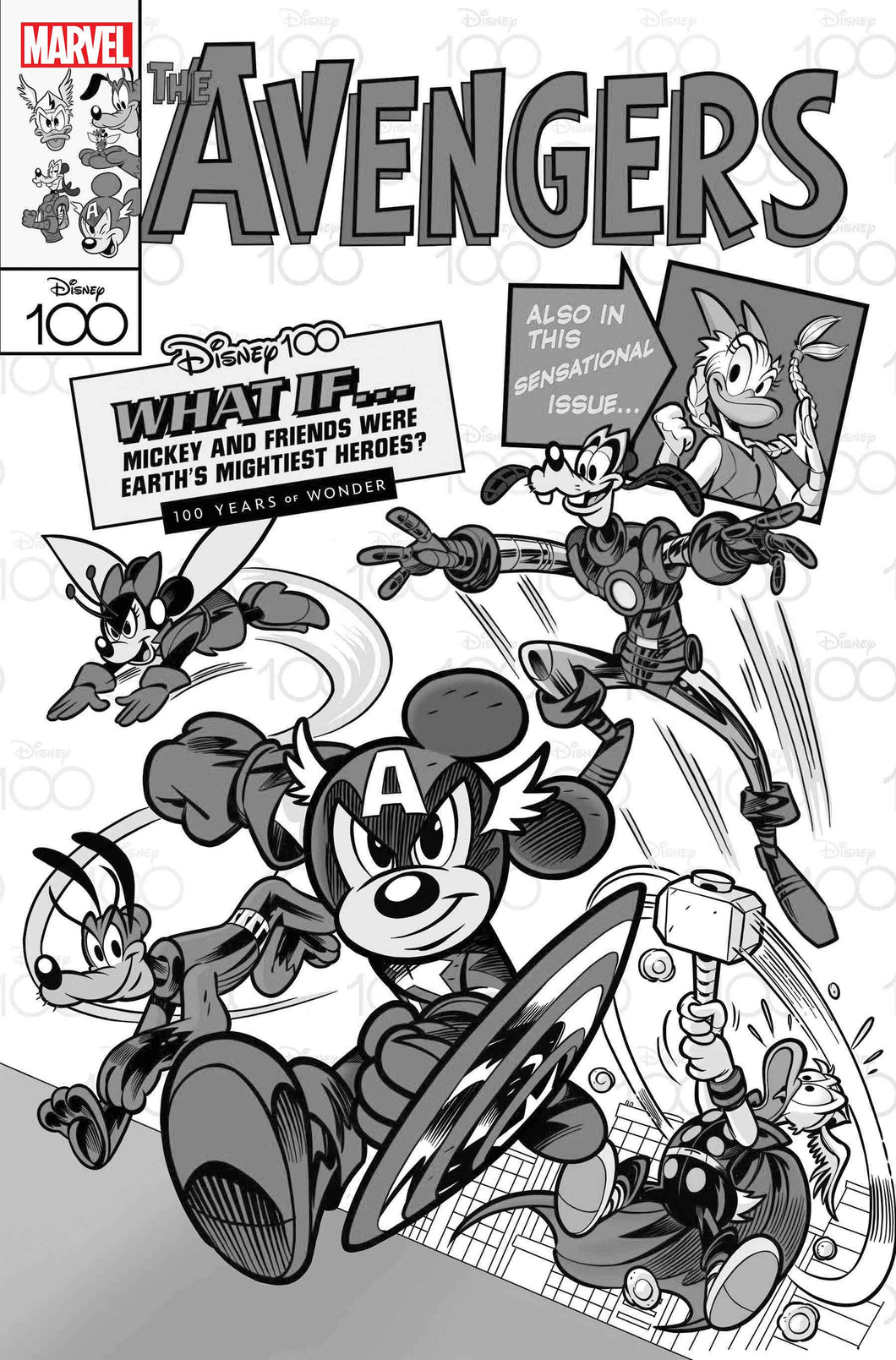 AMAZING SPIDER-MAN #17 DISNEY100 B&W 100 COPY INCV VAR 💯 (9.6)