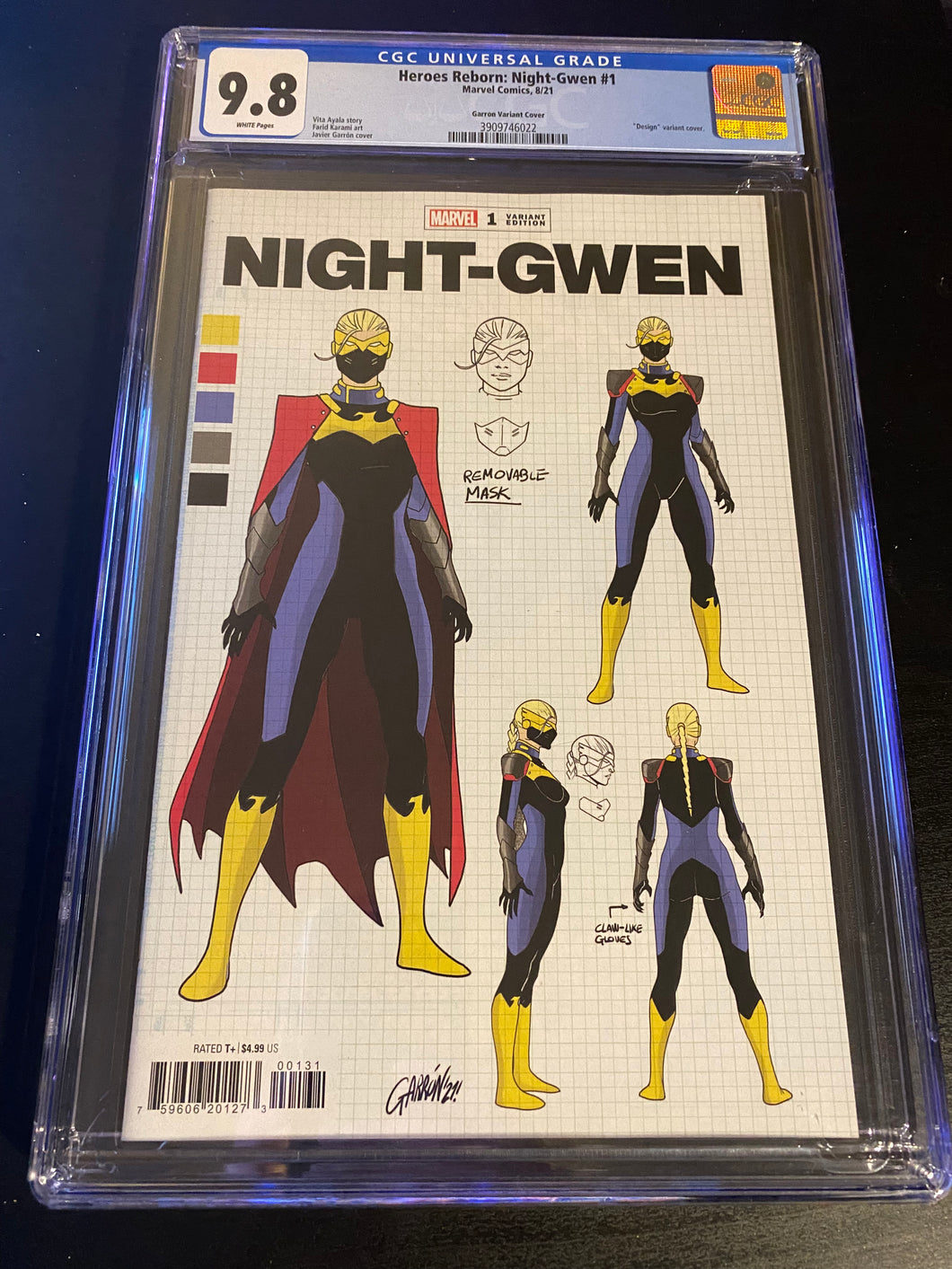 CGC 9.8 Heroes Reborn Night-Gwen #1 1:10 Garron Design Variant