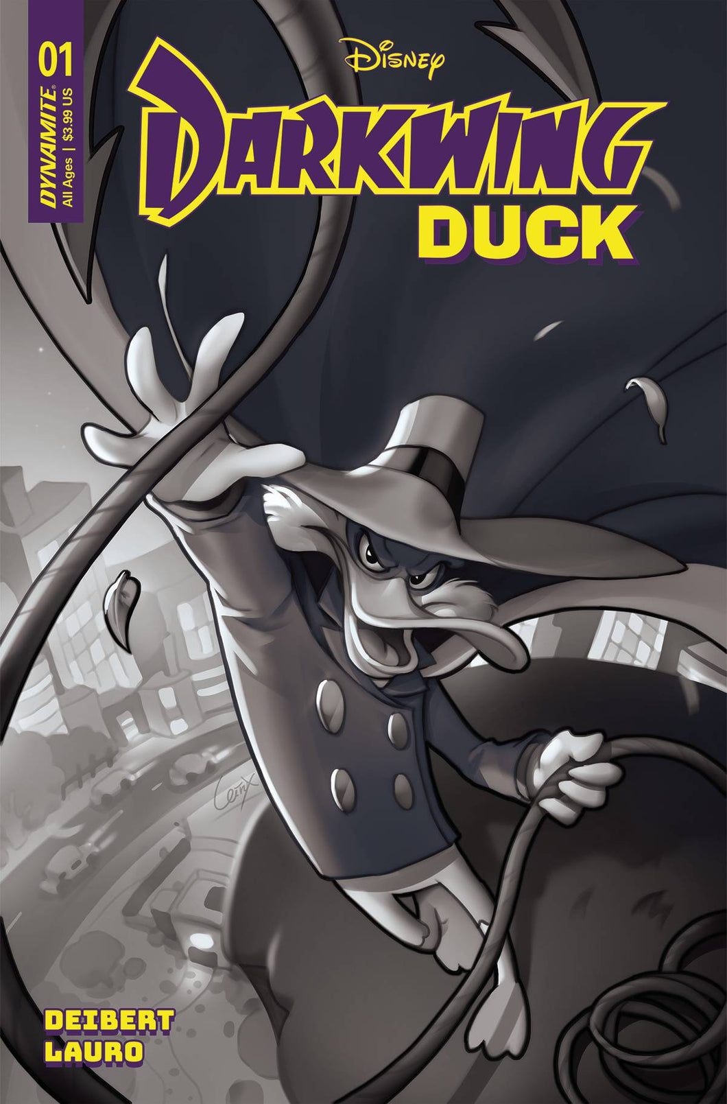 DARKWING DUCK #1 CVR ZH 10 COPY FOC INCV LERIX B&W 💎🤮🧐
